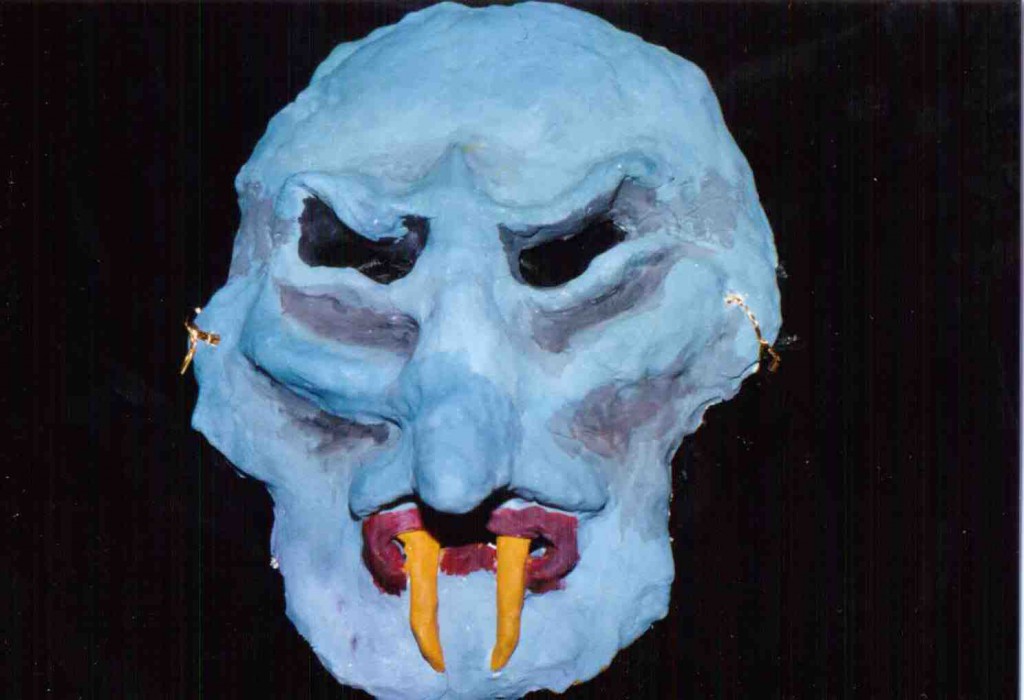 Mask I made from "paper-clay," Hallowe'en Night, 1992, Niigata