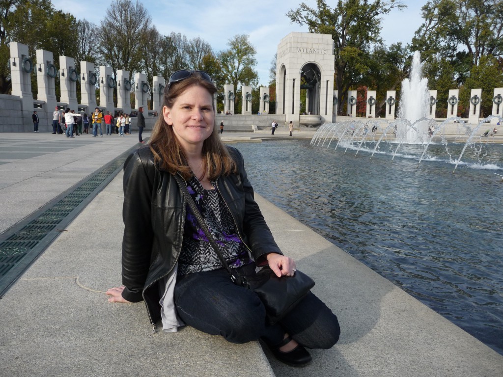 It was interesting how the WWII Memorial also reminded Julie and me about our two halves of the world, the places we've spent time. Here's Julie in front of her half.