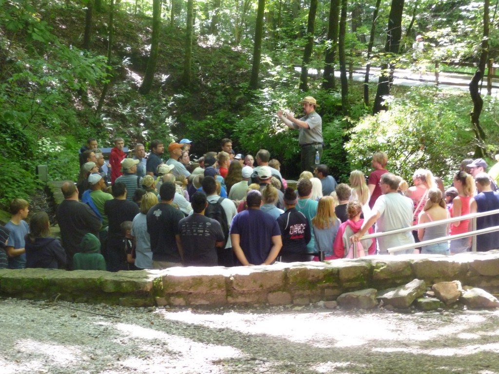 A ranger guide leads a tour into Mammoth Cave.