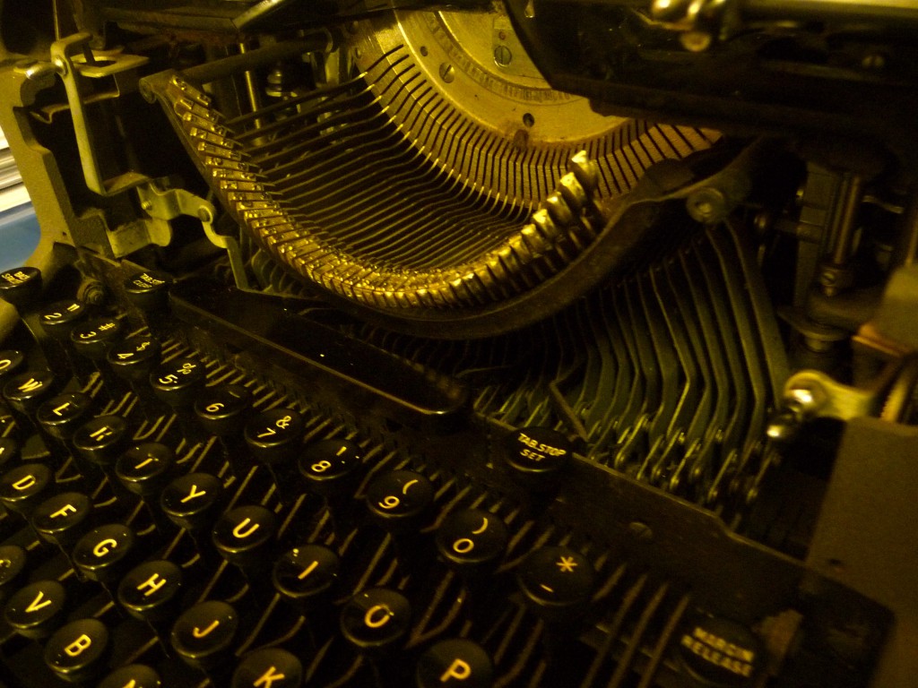 The Underwood is the oldest and most temperamental of the four: but though they're all wonderful, I love the Underwood the most -- typewriters don't get any realer than this!