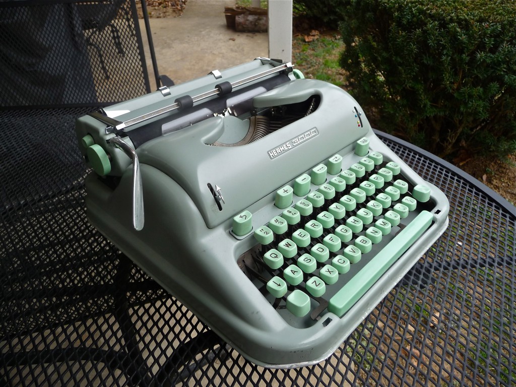 Hermes 3000, made in Switzerland, 1963. Some collectors aren't wild about this famous "sea-foam green." I like it, because it's very sixties, and it sets the Hermes apart from the crowd.